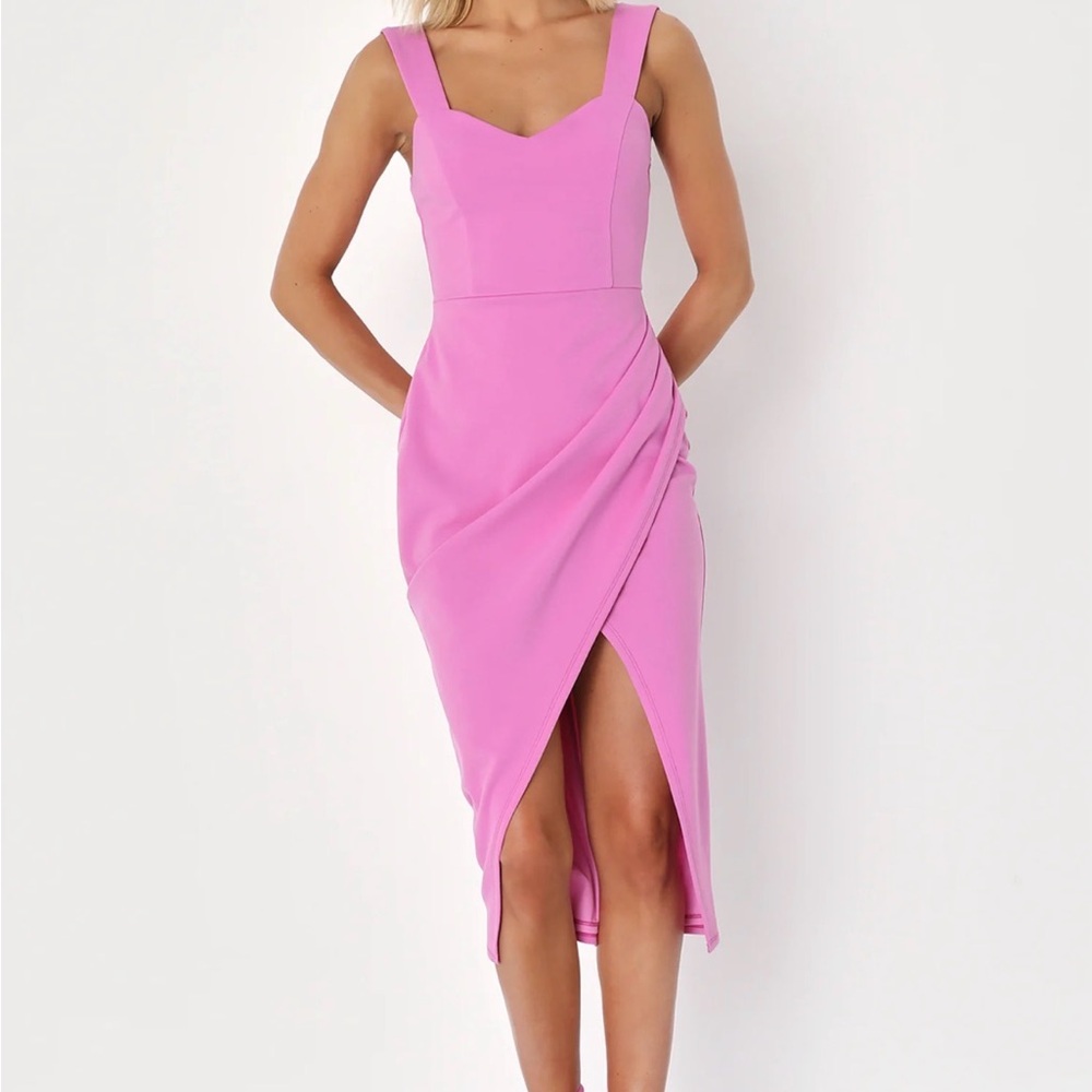 Lulu's Vibrant Pink/Rose Midi Dress